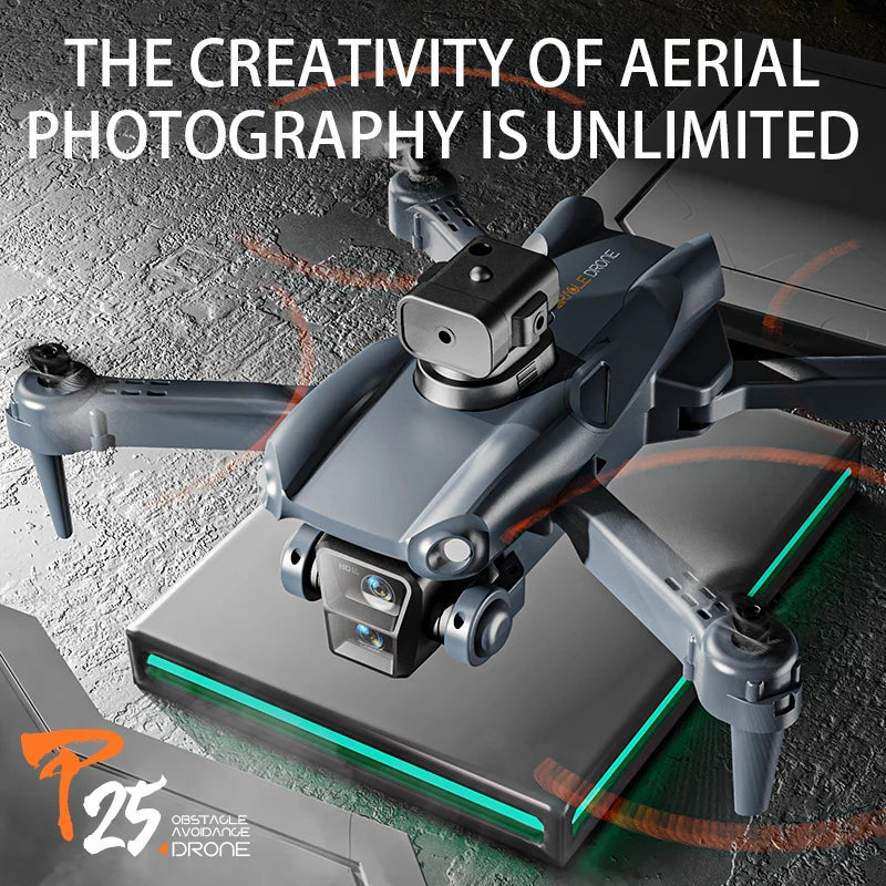 KBDFA P25 Drone com Câmera HD, Fotografia Aérea, Dobrável RC Quadcopter, Evitar Obstáculos, Mini UAV, Brinquedos de Controle Remoto, 4K, 8K