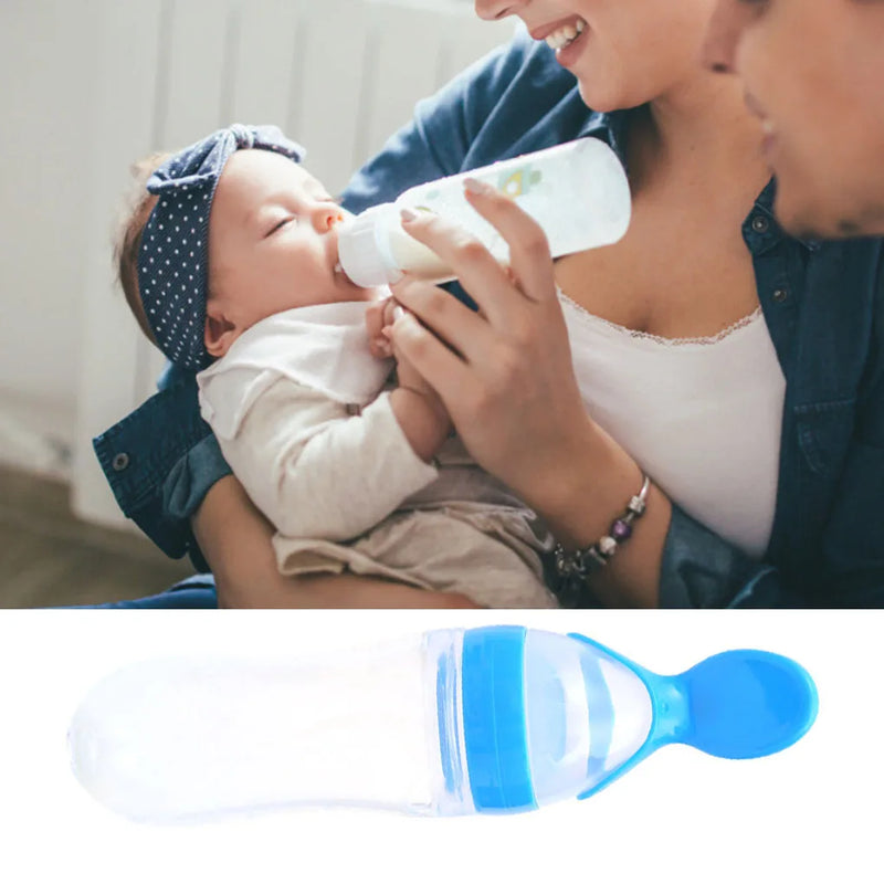 2-in-1 Baby Squeeze Bottle Spoon Toddler Rice Cereal Food Feeding Dispenser Spoon Baby Supplies