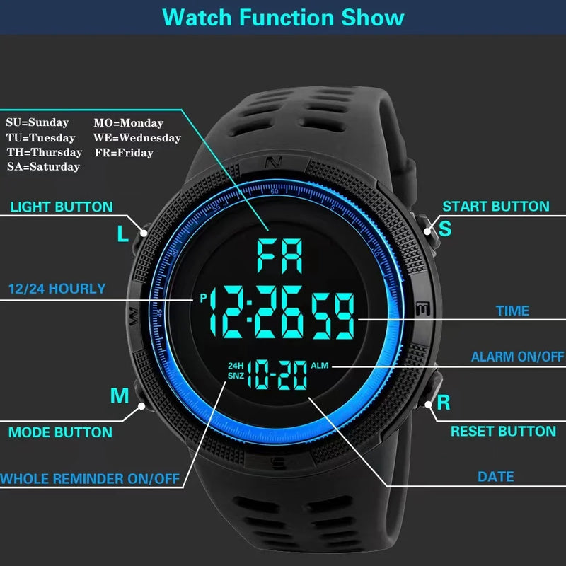Relógio Esportivo Multifuncional LED Luminoso