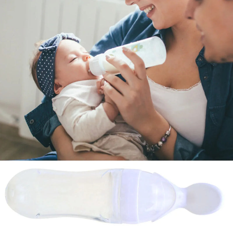 2-in-1 Baby Squeeze Bottle Spoon Toddler Rice Cereal Food Feeding Dispenser Spoon Baby Supplies